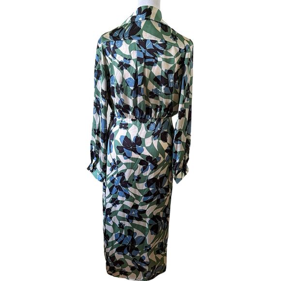 Dress Forum Long Sleeves V-neck Wrap Midi Dress Multicolor Green Size M NWT - Picture 3 of 8